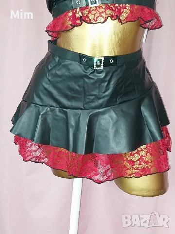 3/4XL К-т Кожено Бюстие,прашка и много къса пола , снимка 7 - Корсети, бюстиета, топове - 53299797