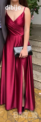 Рокля в бордо/обувки/чанта