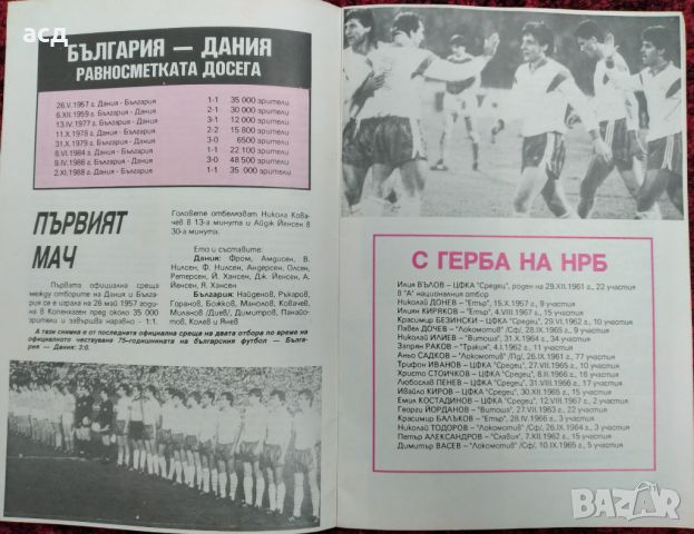 Футболна програма България - Дания 1989, снимка 3 - Нумизматика и бонистика - 46672205