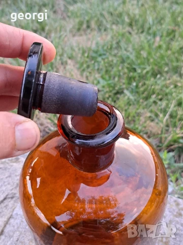 Ретро аптечен буркан 2 литра кафяво стъкло , снимка 3 - Антикварни и старинни предмети - 51265893