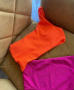 Дамски цял бански костюм в оранжево и циклама, снимка 2