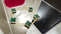 Van Cleef & Arpels VCA 5 Motifs Gold Green Malachite Vintage Alhambra Дамска Гривна, снимка 3
