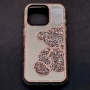iPhone 16 Pro огледален кейс мече с камъчета розов , снимка 2