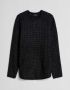 Мъжки пуловер с карирана текстура и обло деколте Bershka, Черен, XL, снимка 4