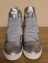 Eva Minge оригинални дамски сребристи кецове на платформа от естествена кожа , снимка 9