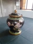 Клоазоне бронз емайл бурканче с капак, снимка 1