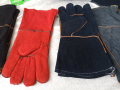 Ръкавици за заваряване,Огнеупорни кожени ръкавици, устойчиви на огън/плам, заварчици,естествена кожа, снимка 13