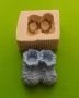 3D  2 малки буйки пантофки плетени бебешки обувки силиконов молд форма гипс фондан декор, снимка 1 - Форми - 45560976