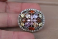 Дамски сребърен пръстен с полускъпоценни камъни, снимка 3