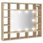 vidaXL Огледален шкаф с LED, сонома дъб, 91x15x76,5 см(SKU:808867