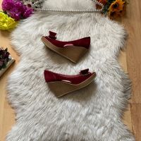Нови велурени обувки на платформа бордо, снимка 1 - Дамски елегантни обувки - 45282032