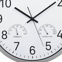 Стенен часовник Liberta, Влажност, Температура, Сребрист, 34 см, снимка 3 - Стенни часовници - 45700562