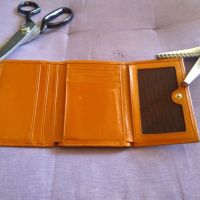 Гранде марково портмоне оранжево естествена кожа 105х80мм, снимка 5 - Портфейли, портмонета - 45083047