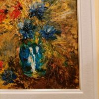 Авторска Маслена живопис,, Натюрморт с цветя ", снимка 2 - Картини - 45220910