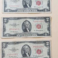 САЩ/USA ,2 долара/DOLAR ,червен/RED печат , снимка 1 - Нумизматика и бонистика - 45891317