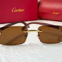 Cartier висок клас мъжки слънчеви очила с дървени дръжки, снимка 6 - Слънчеви и диоптрични очила - 45870838