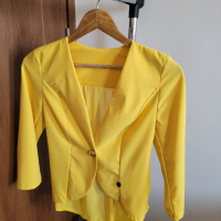 Дамско официално пролетно сако от шифон - жълт цвят, снимка 1 - Сака - 44953773