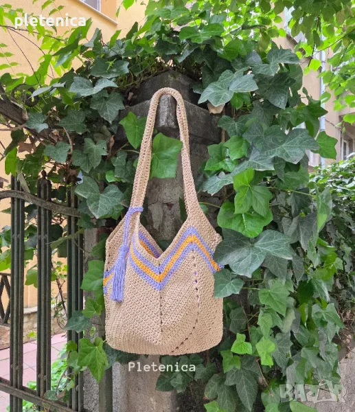 Модерна ръчно плетена чанта , снимка 1