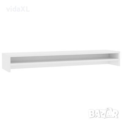 vidaXL Стойка за монитор, бяла, 100x24x13 см, инженерно дърво（SKU:800333, снимка 1
