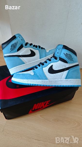 Nike Air Jordan 1 High University Blue Нови Оригинални Мъжки Обувки Кецове Размер 43 Номер 27.5, снимка 1