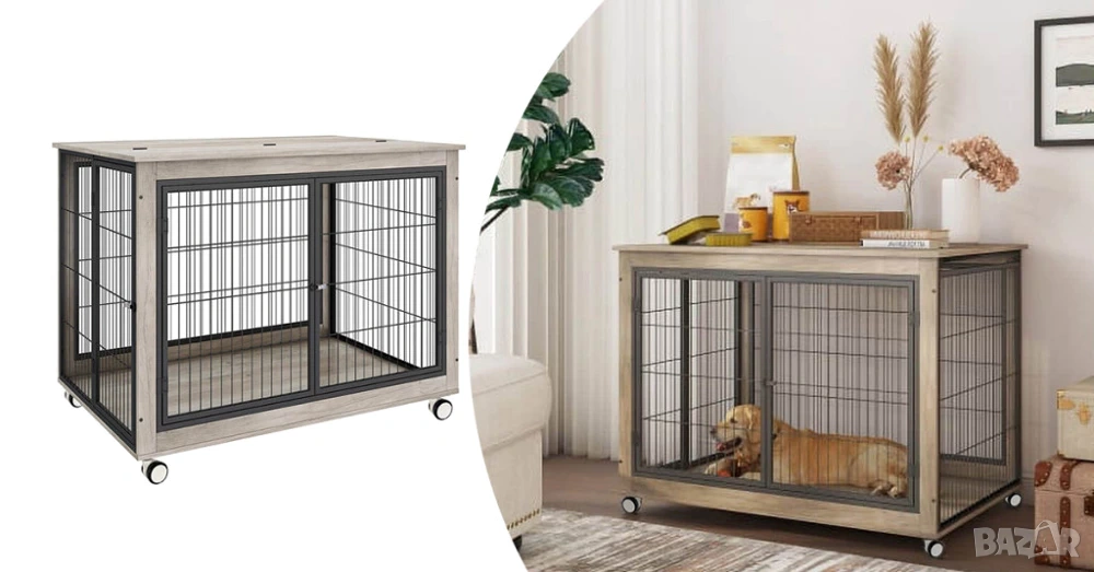 Клетка за куче за вкъщи с колелца / Заграждение за куче в апартамент, снимка 1