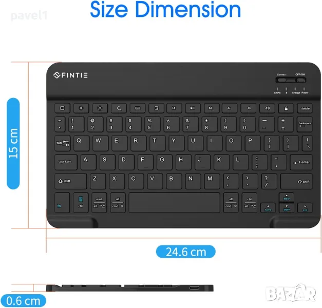 Нова малка безжична клавиатура Fintie за телефон, таблет, iOS, Android, снимка 1