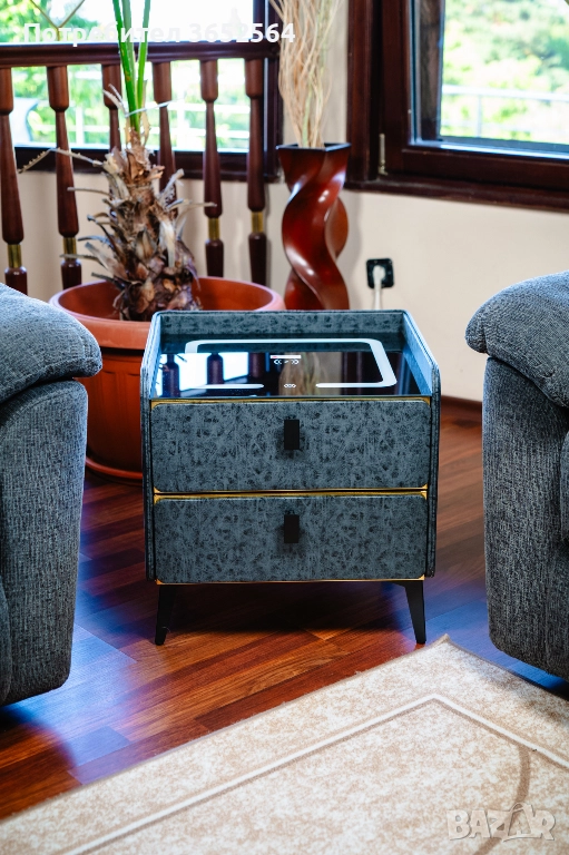 Смарт Шкаф: Моде GOLD LINE - безжично зареждане, Bluetooth стерео тонколона 20W, USB-A & USB-C, LED , снимка 1