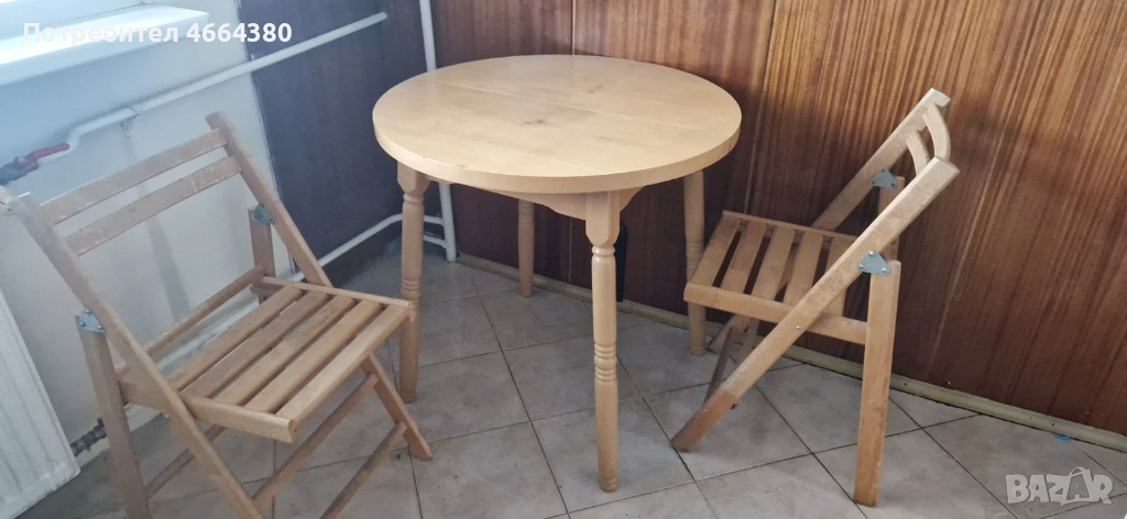 Маса с 4 сгъваеми стола, снимка 1