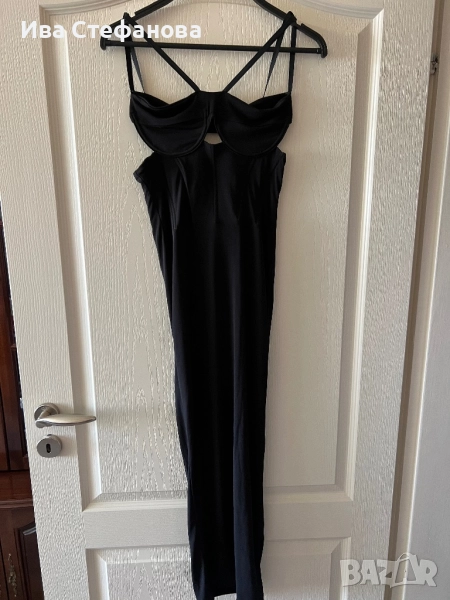 Нова елегнтна черна парти официална коктелна еластична миди midi дължина рокля тип бюстие корсет , снимка 1