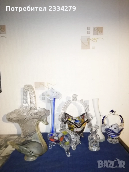 Старо духано стъклено изкуство, кристално цветно стъкло МУРАНО стил, ръчна изработка. , снимка 1