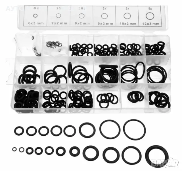 Комплект Гумени О-пръстени - 225 броя в Кутия., снимка 1