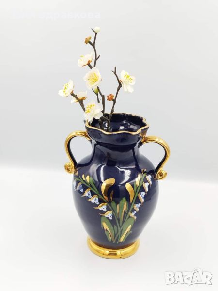 Прекрасна кобалтово синя италианска ваза, снимка 1