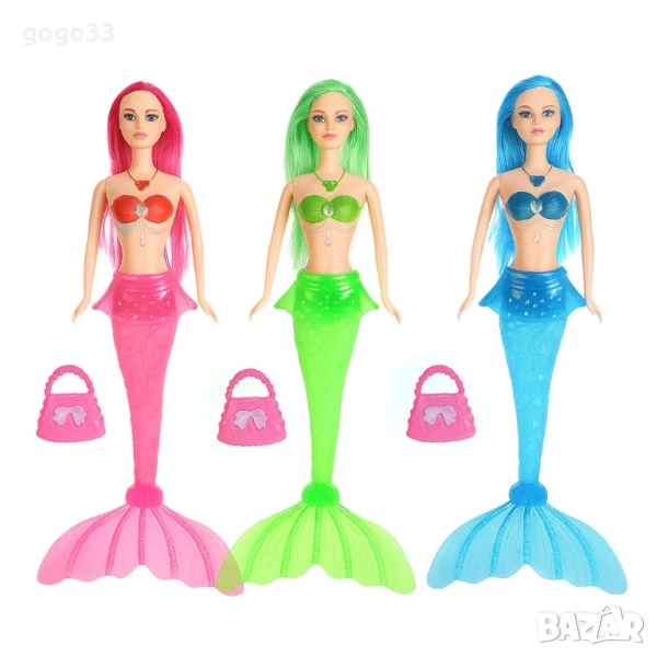 Цветна кукла русалка с аксесоар чантичка, снимка 1