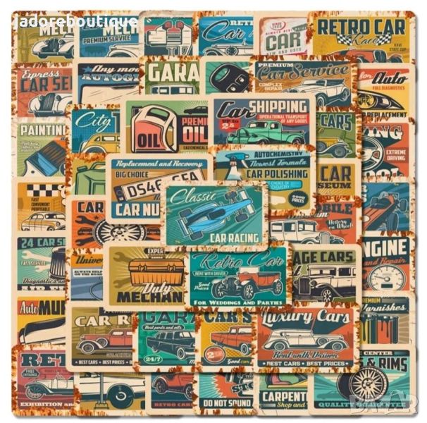 Стикери за скрапбук 54 бр - Retro car, снимка 1