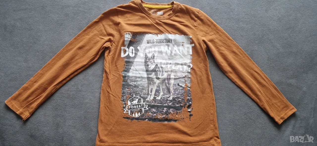 7-8г 128см Блуза с дълъг ръкав вълк без следи от употреба, снимка 1