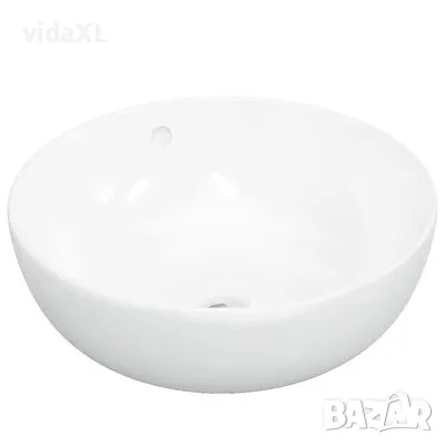 vidaXL Мивка, бяла, 44x17 см, керамична, кръгла(SKU:153342), снимка 1