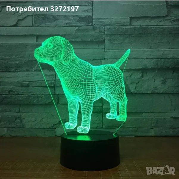 Холограмна 3D LED лампа Лабрадор,RGB Седемцветен Интелигентен Контрол,USB, снимка 1