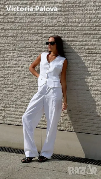 Кроп топ JOY 100% лен, снимка 1