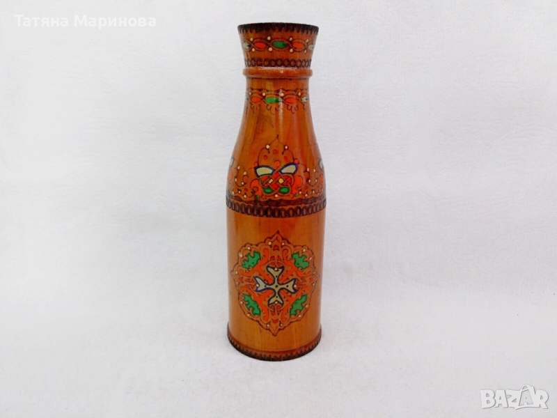 Стара българска дървена бутилка кутия, снимка 1