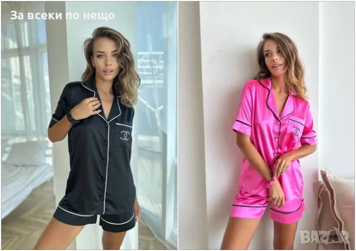 Chanel Дамска Лятна Къса Сатенена Пижама Шанел - 2 Налични Цвята Код A584, снимка 1