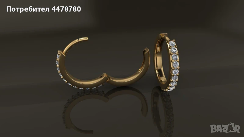 Златни обеци с VS1 диаманти, снимка 1