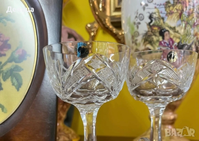 Сливенски кристални чаши “Зорница” 6 броя-90 мл пълни Наличен етикет Цена-120 лв/61.36€, снимка 3 - Сервизи - 52544297