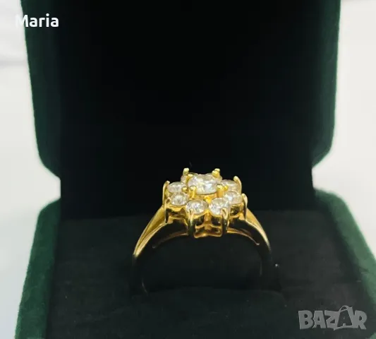 Дамски пръстен жълто злато и брилянти, снимка 3 - Пръстени - 49970698