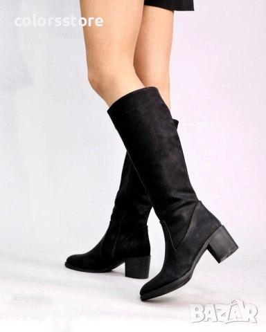 Ботуши на ток - черна кожа - TGD90 , снимка 2 - Дамски ботуши - 52049627