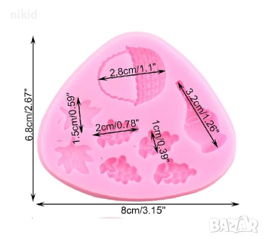 Грозде бутилка кошница силиконов молд форма фондан шоколад гипс декор, снимка 2 - Форми - 46471985