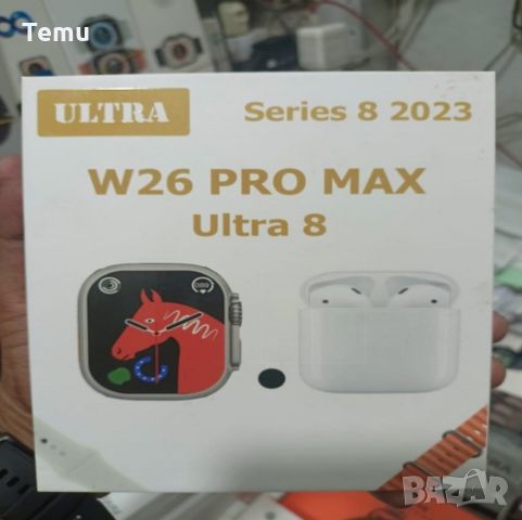 Комплект Smart часовник + TWS слушалки W26 Pro Max ULTRA / Цвят: Черен /няма ЮСБ накрайника директно, снимка 12 - Смарт часовници - 45681476