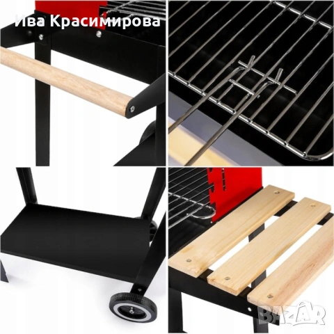 Градинско барбекю на колела, емайлирана стомана, 4степени+  Подарък 3 прибора, снимка 7 - Барбекюта - 53399727