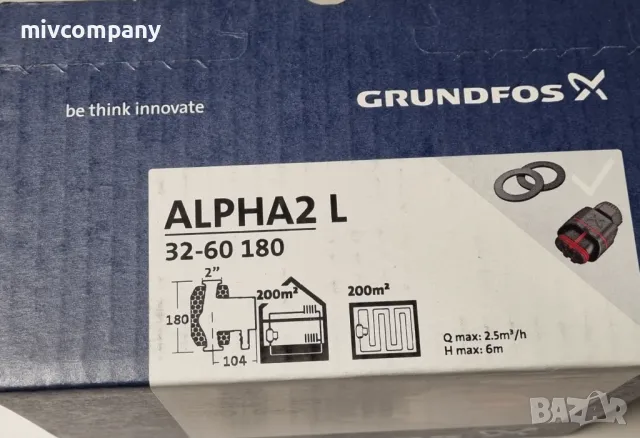 Циркулационна помпа Grundfos ALPHA2 L 32-60 180 НОВА!!!, снимка 2 - ВИК - 47111180