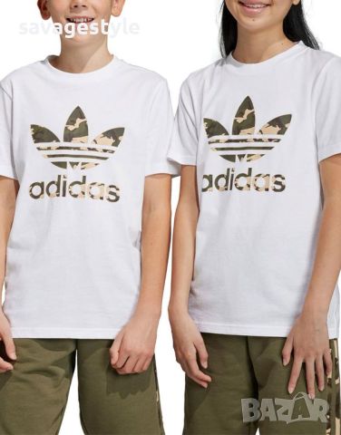 Детска тениска ADIDAS Originals Camo Trefoil Logo Tee White, снимка 1 - Детски тениски и потници - 46215424