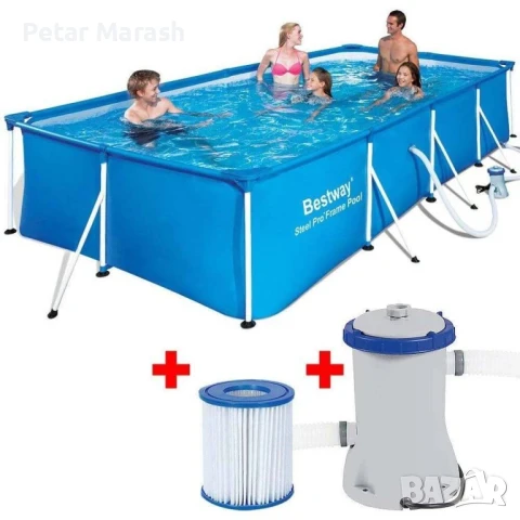Сглобяем Басейн Bestway 56424 Steel Pro 400x211x81см с Филтърна Помпа, снимка 2 - Басейни и аксесоари - 50723363